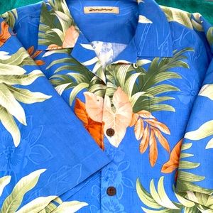 XL TOMMY BAHAMA 100% SILK SHORT SLEEVE SHIRT